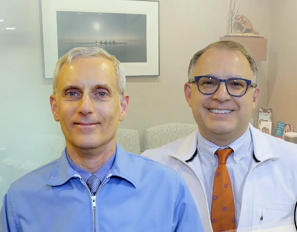 Dr. Kabcenell and Dr. Kirchmann in the reception room at Rye Dental Associates.
